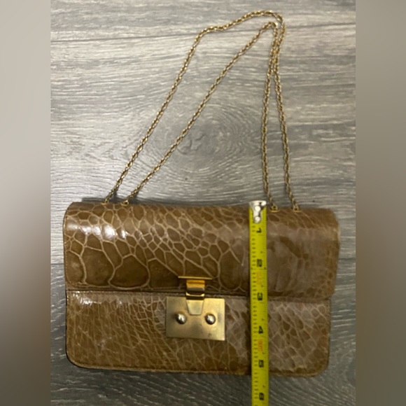 Vintage 70’s Saks Croc Embossed Patent Leather Shoulder Bag Evening Clutch - Picture 14 of 15